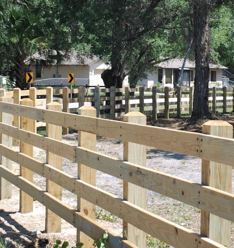 wooden fence installed in rural business park