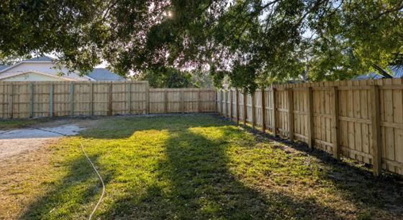 recently installed wooden fence